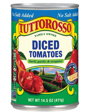 Tuttorosso No Salt Added Diced Tomatoes Basil, Garlic and Oregano