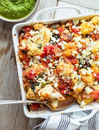 Braised Cauliflower with Basil Pesto