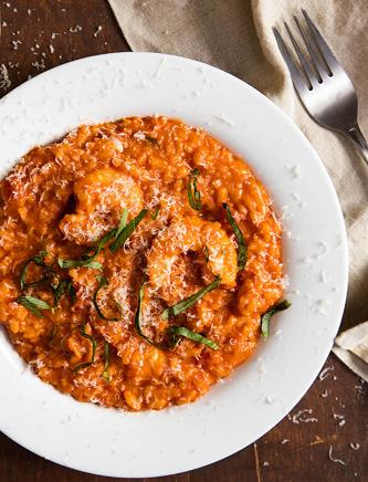 Lemony Shrimp Risotto with Tomato Sauce