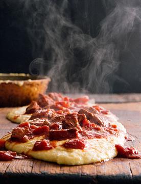 Tuttorosso Tomatoes Pork Ragu with Creamy Polenta